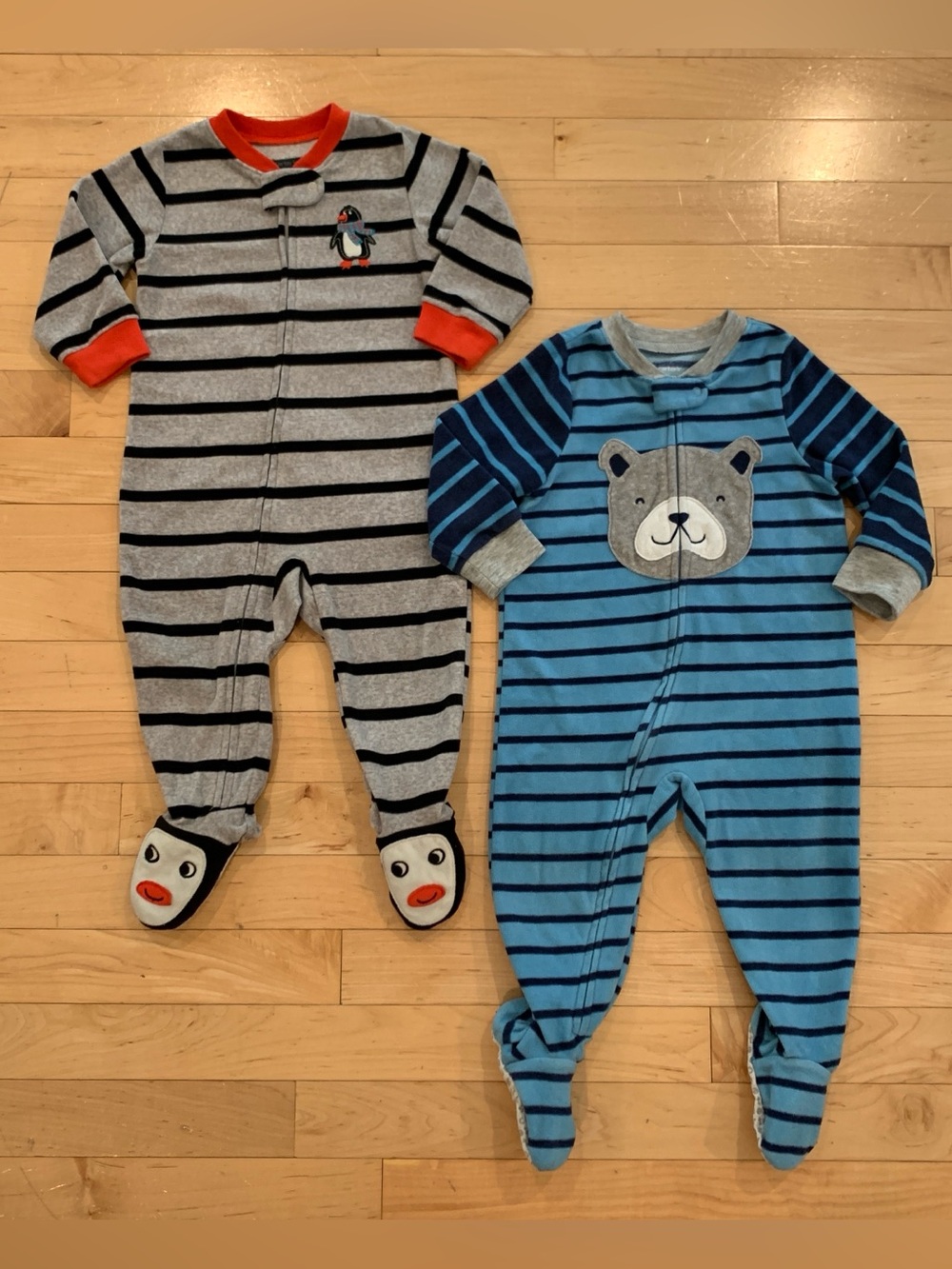 Carter's Baby Boy Size 12 Months Fleece Footed Pajamas Set of 2